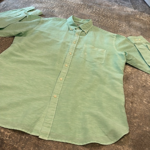 PETER MILLAR LIGHT GREEN LINEN SILK AND COTTON MENS SHIRT - Picture 5 of 13